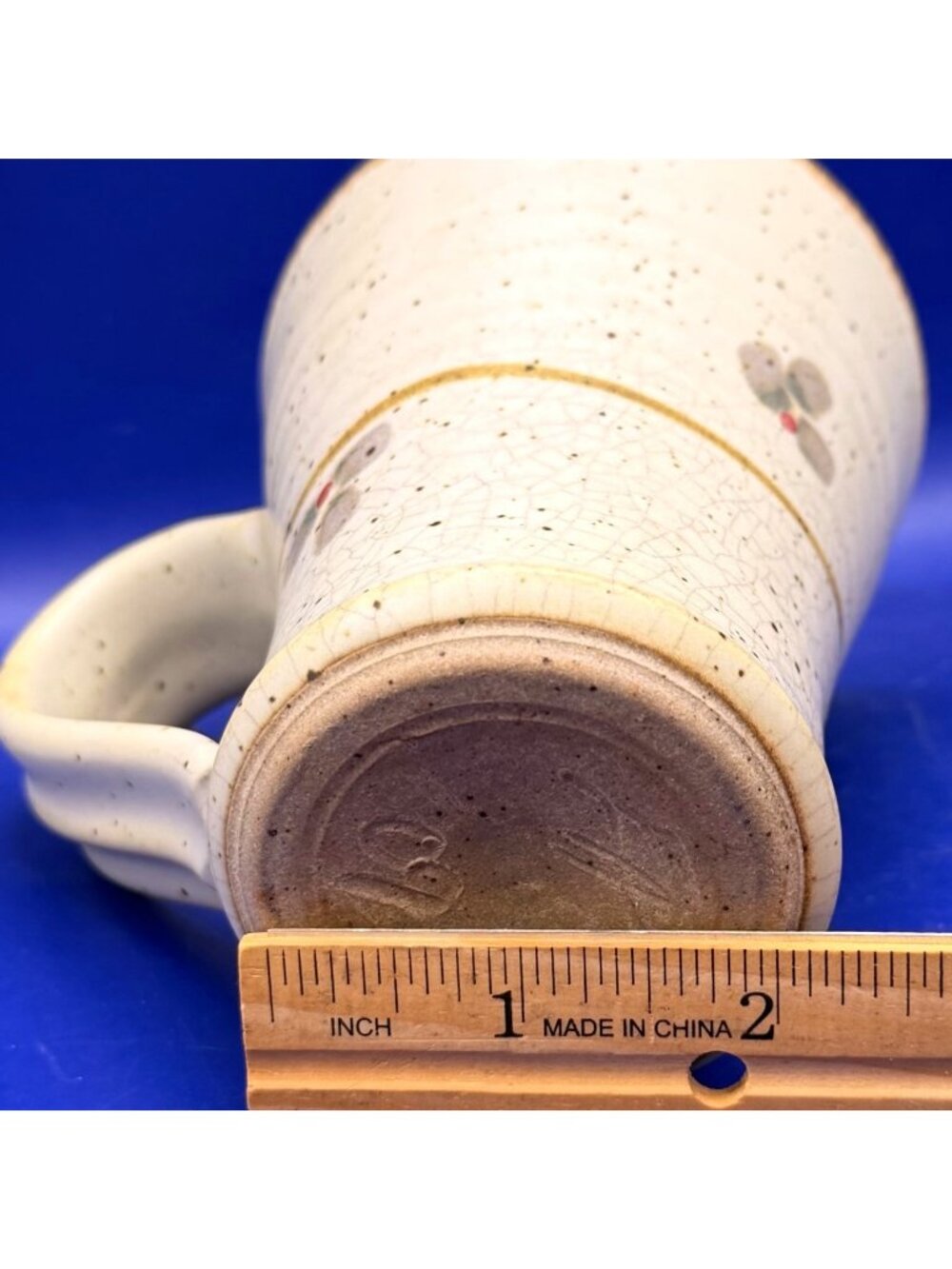Handmade Studio Pottery Rustic Boho Dragonfly Mug Stoneware 12 oz Signed Set 2 - Picture 5 of 13